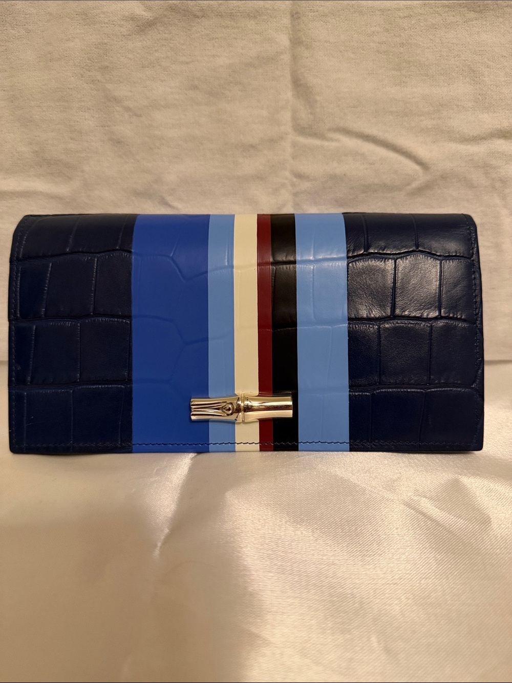 Blue Striped Longchamp Wallet